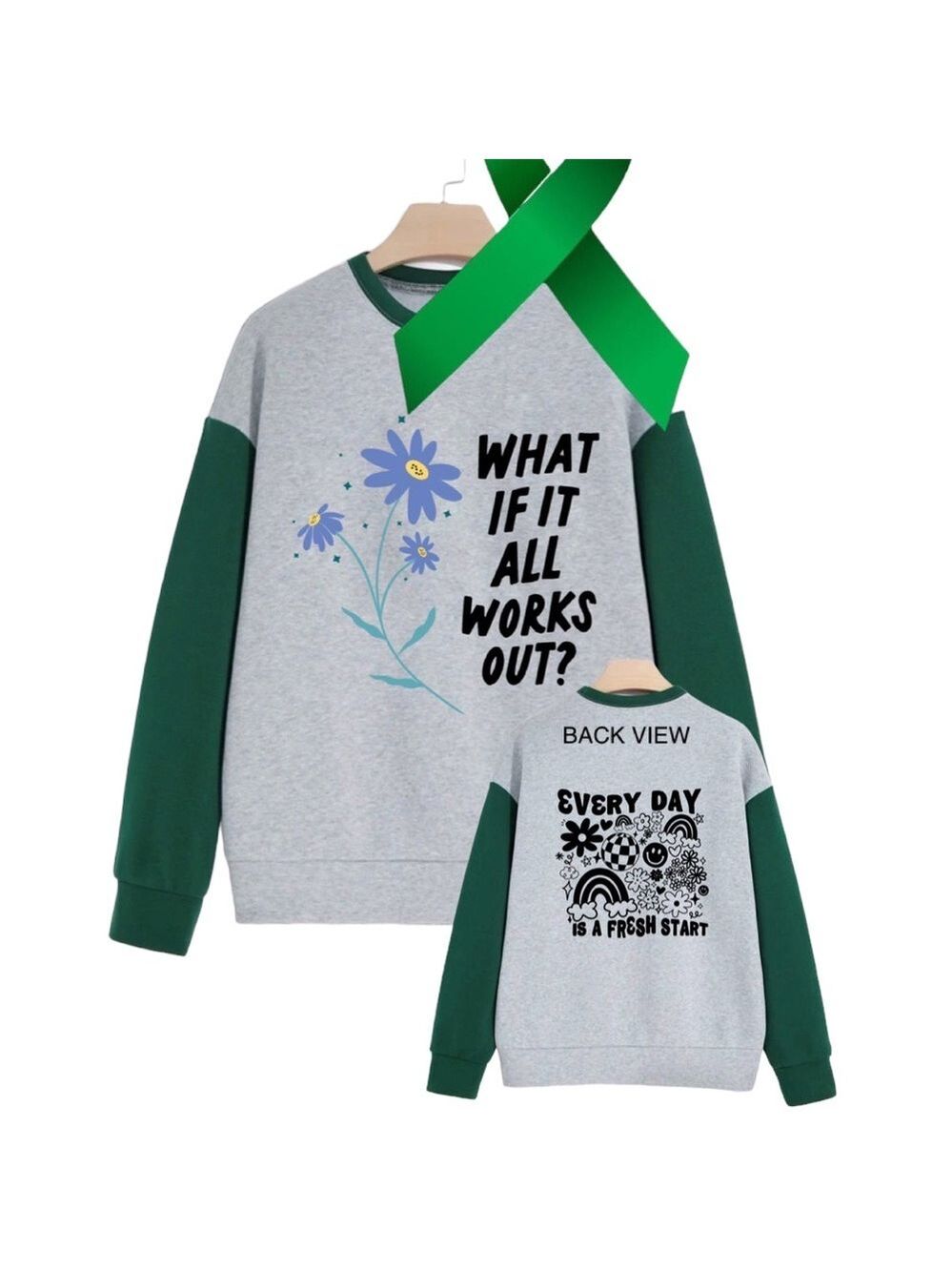 What If Mental Health oversized graphic crewneck pullover sweatshirt size small